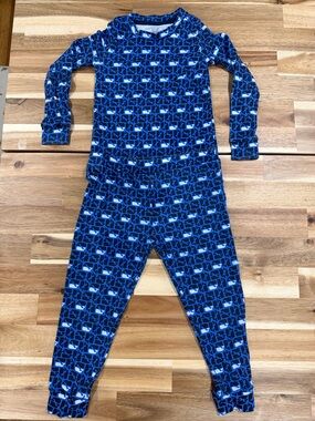Vineyard Vines Blue Whale Print Kids Pajama Set size 3T